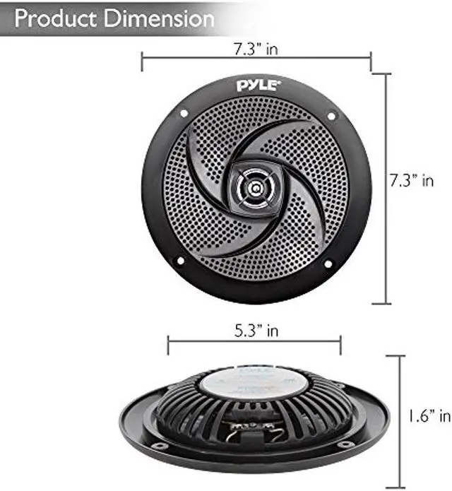 Alt view image 3 of 10 - Pyle Marine Speakers - 6.5 Inch 2 Way Waterproof and Weather Resistant Outdoor Audio Stereo Sound System with 240 Watt Power and Low Profile Slim Style - 1 Pair - PLMRS6B (Black)