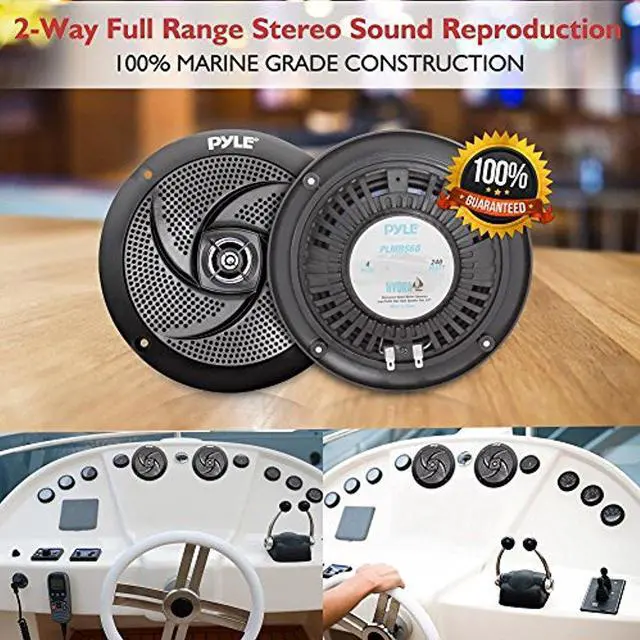 Alt view image 6 of 10 - Pyle Marine Speakers - 6.5 Inch 2 Way Waterproof and Weather Resistant Outdoor Audio Stereo Sound System with 240 Watt Power and Low Profile Slim Style - 1 Pair - PLMRS6B (Black)