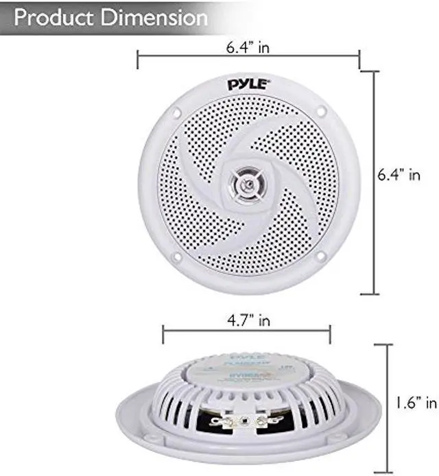 Alt view image 2 of 10 - Pyle Marine Speakers - 5.25 Inch 2 Way Waterproof and Weather Resistant Outdoor Audio Stereo Sound System with 240 Watt Power and Low Profile Slim Style - 1 Pair - PLMRS5W (White)