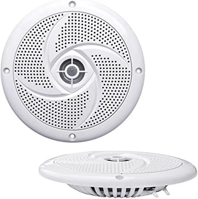 Main image of Pyle Marine Speakers - 5.25 Inch 2 Way Waterproof and Weather Resistant Outdoor Audio Stereo Sound System with 240 Watt Power and Low Profile Slim Style - 1 Pair - PLMRS5W (White)
