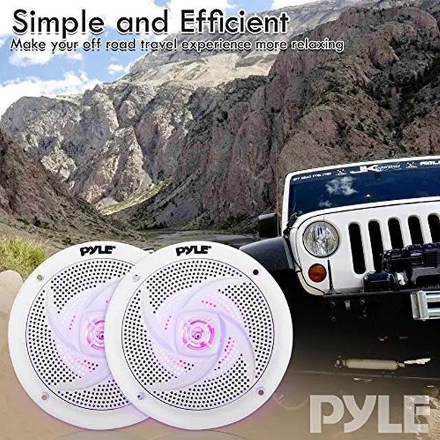 Alt view image 6 of 8 - Pyle Marine Speakers - 5.25 Inch 2 Way Waterproof and Weather Resistant Outdoor Audio Stereo Sound System with LED Lights, 180 Watt Power and Low Profile Slim Style - 1 Pair - PLMRS53WL