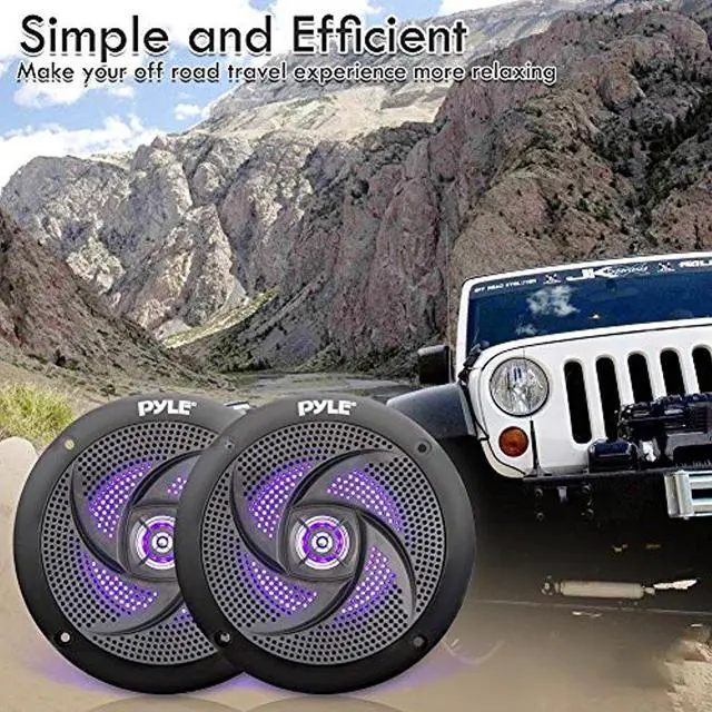 Alt view image 8 of 11 - Pyle Marine Speakers - 4 Inch 2 Way Waterproof and Weather Resistant Outdoor Audio Stereo Sound System with LED Lights, 100 Watt Power and Low Profile Slim Style - 1 Pair PLMRS43BL (Black)