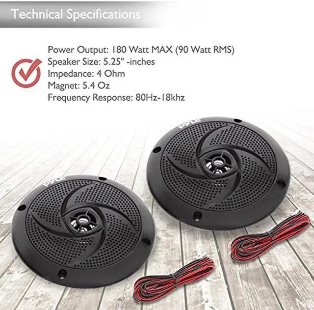 Alt view image 5 of 8 - Pyle Marine Speakers - 5.25 Inch Low Profile Slim Style Waterproof Wakeboard Tower and Weather Resistant Outdoor Audio Stereo Sound System with 180 Watt Power - 1 Pair in White (PLMRS5B)
