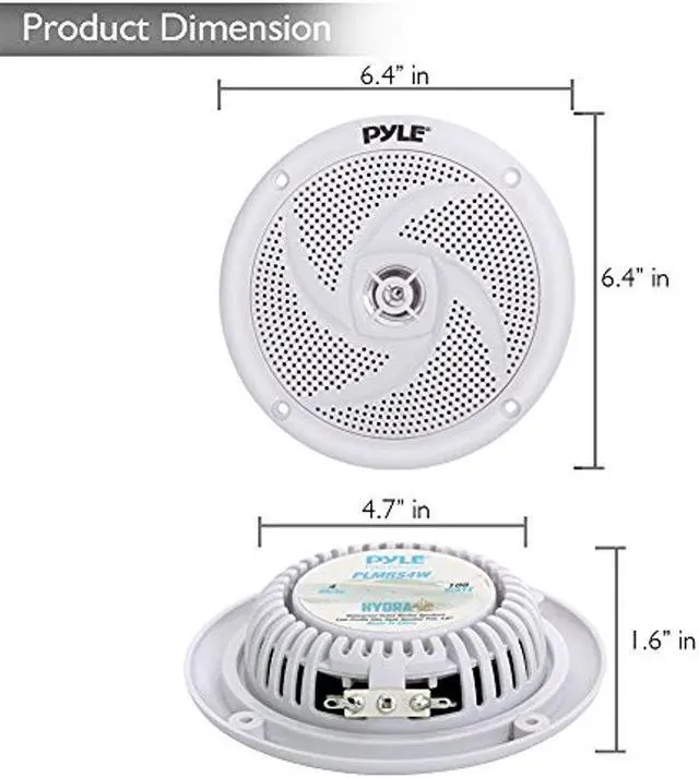 Alt view image 2 of 8 - Pyle Marine Speakers - 4 Inch 2 Way Waterproof and Weather Resistant Outdoor Audio Stereo Sound System with 100 Watt Power and Low Profile Slim Style Design - 1 Pair - PLMRS4W (White)