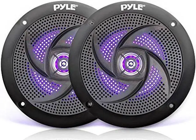 Alt view image 2 of 11 - Pyle Marine Speakers - 4 Inch 2 Way Waterproof and Weather Resistant Outdoor Audio Stereo Sound System with LED Lights, 100 Watt Power and Low Profile Slim Style - 1 Pair PLMRS43BL (Black)