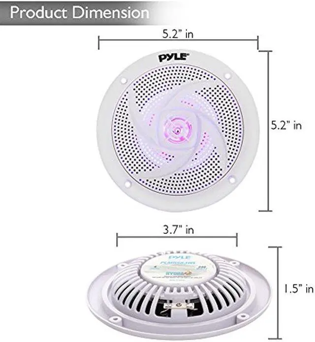 Alt view image 2 of 8 - Pyle Marine Speakers - 6.5 Inch 2 Way Waterproof and Weather Resistant Outdoor Audio Stereo Sound System with LED Lights, 240 Watt Power and Low Profile Slim Style - 1 Pair - PLMRS63WL (White)