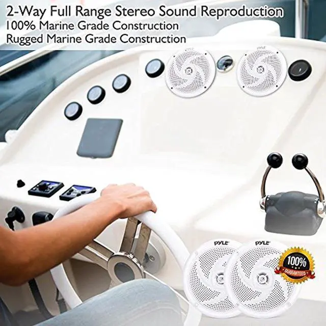 Alt view image 5 of 10 - Pyle Marine Speakers - 5.25 Inch 2 Way Waterproof and Weather Resistant Outdoor Audio Stereo Sound System with 240 Watt Power and Low Profile Slim Style - 1 Pair - PLMRS5W (White)