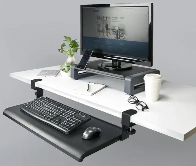 Alt view image 6 of 6 - Mobotron Under-desk Keyboard Clamp Tray Electronic Device Platform