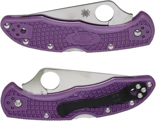 Alt view image 2 of 20 - Spyderco Delica 4 Folder 2.88 in Plain Purple FRN Handle