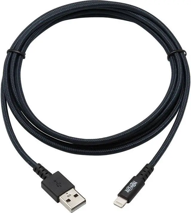 Alt view image 3 of 18 - Tripp Lite M100-006-GY-MAX Heavy-Duty USB Sync / Charge Cable with Lightning Connector - M/M, USB 2.0, UHMWPE and Aramid Fibers, Gray, 6 ft. (1.8 m)