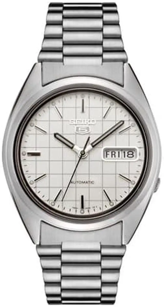Alt view image 5 of 7 - Men's Seiko 5 Automatic White Grid Dial Stainless Steel