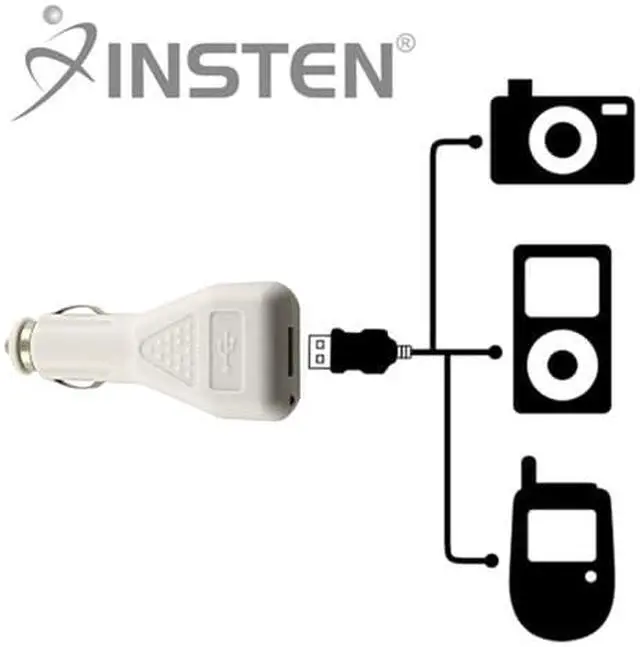 Alt view image 5 of 5 - INSTEN Universal USB Car Charger Adapter, White