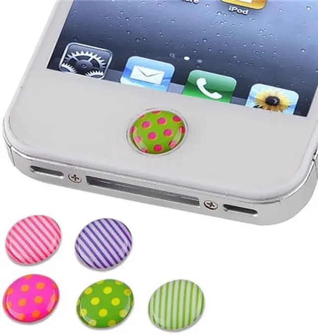 Alt view image 2 of 4 - 6 Pieces Home Button Sticker compatible with Apple® Iphone® / iPad® / iPod® touch, Dot / Strip