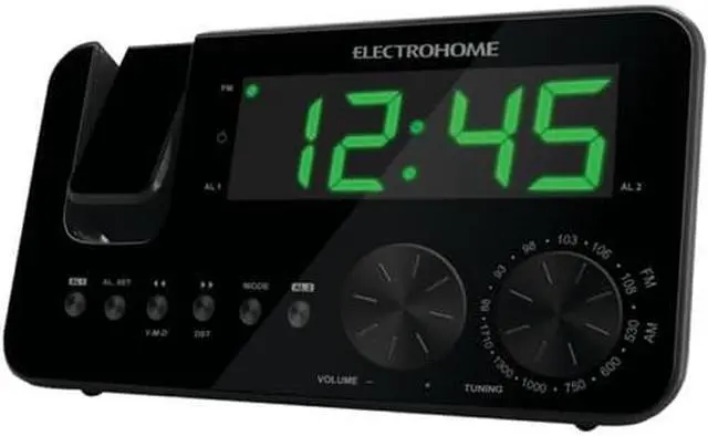 Alt view image 6 of 8 - Electrohome EAAC500US Projection Clock Radio w/ WakeUp! Battery Backup Alarm, Jumbo 1.2" LED Display