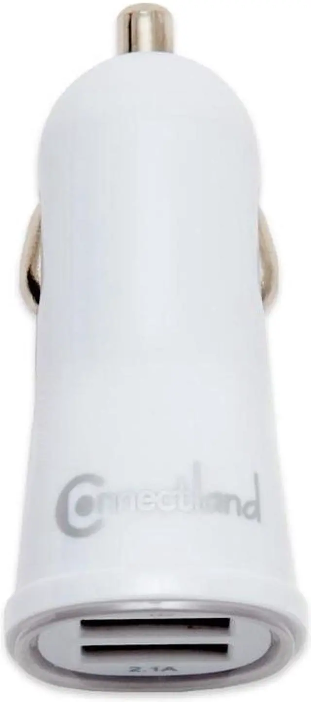 Alt view image 2 of 2 - CONNECTLAND CL-ADA20161  Connectland Travel Size 2-port USB Car Charger, 5V, with LED Lights- WHITE