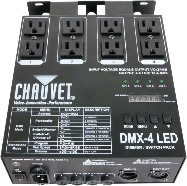Alt view image 7 of 7 - Chauvet DMX-4 Four Ch. DMX Switch/Dimmer Pack DMX Power Pack