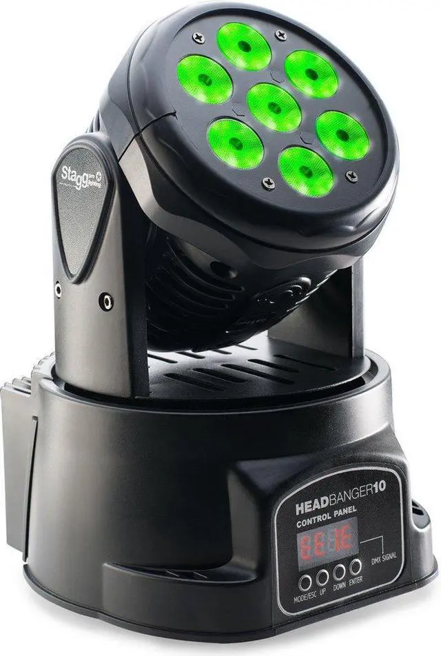 Alt view image 7 of 7 - Stagg Music LED Moving Head with 7 x 10W RGBW 4-in-1 LED's Headbanger
