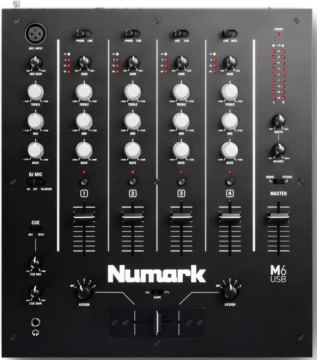 Alt view image 12 of 12 - Numark M6 4-Channel USB DJ Mixer