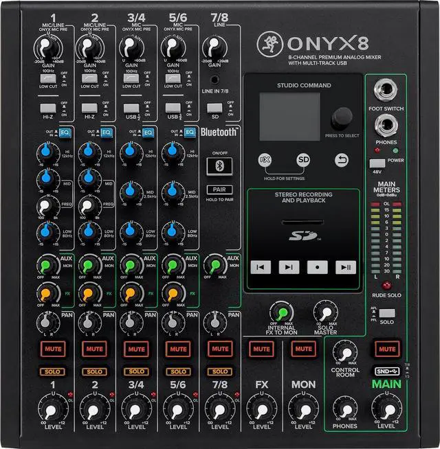 Alt view image 19 of 19 - Mackie Onyx8 8-Channel Premium Analog Mixer with Multitrack USB