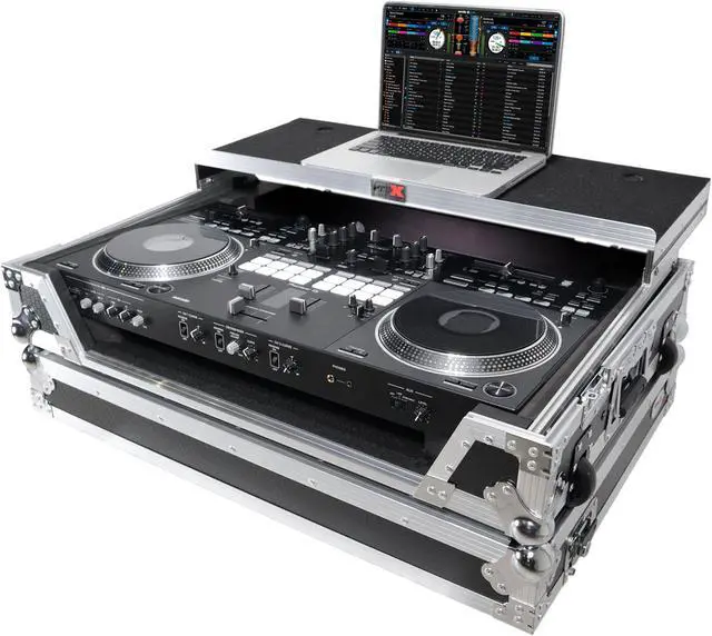 Alt view image 7 of 8 - ATA Style Flight Case for Pioneer DDJ-REV7 DJ Controller with Laptop Shelf, 1U Rackspace, Wheels