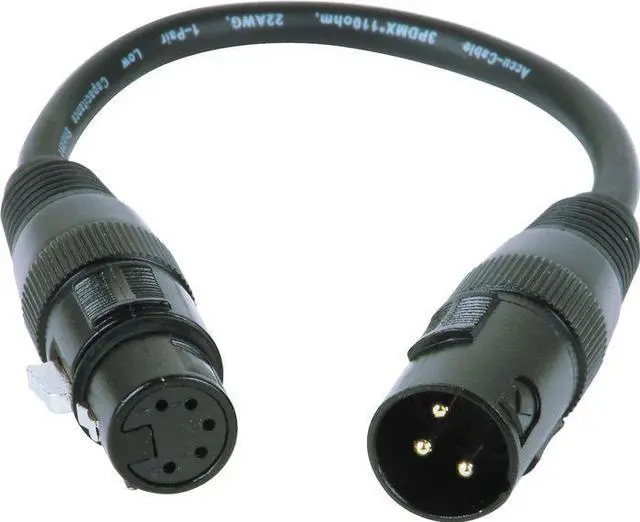 Alt view image 2 of 3 - American DJ 3-Pin Male XLR to 5-Pin Female XLR Turnaround
