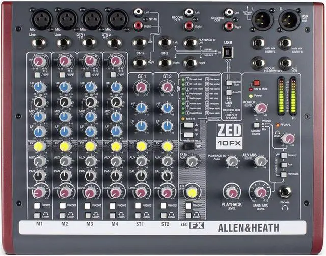Alt view image 12 of 12 - Allen & Heath ZED-10FX Audio Mixer w/Effects