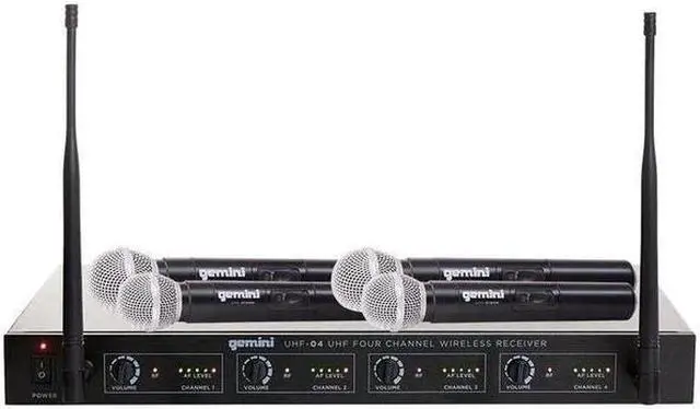 Alt view image 12 of 12 - Gemini UHF-04M 4-Channel Wireless Handheld Microphone System S1234
