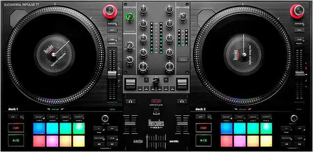 Alt view image 10 of 11 - Hercules DJControl Inpulse T7, 2 Deck Motorized DJ Controller with built in STEMS Control, Serato DJ and DJUCED included