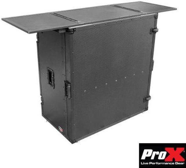 Alt view image 6 of 13 - ProX XS-DJSTNBL Transformer Series DJ Folding Workstation Table - Fold Away W-Wheels | Black on Black