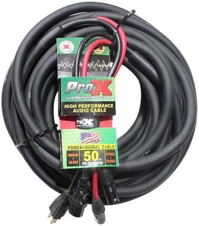 Alt view image 4 of 7 - 50 Ft. Power Cord/Audio Cable IEC Female to NEMA 15P & Balanced XLR-M to XLR-F