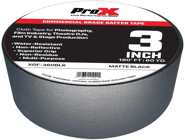Alt view image 2 of 2 - 3 Inch Matte Black GaffX Gaffers Tape - 60 Yard Roll
