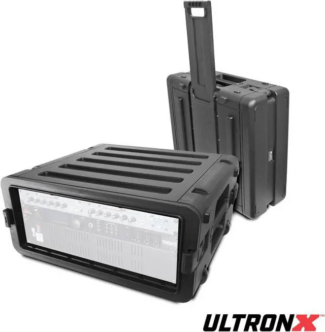 Alt view image 3 of 6 - UltronX 4U Rack Air Tight Water Sealed ABS Case with Retractable Pull Out Handle and Wheels