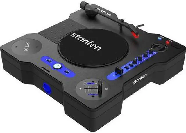 Alt view image 9 of 9 - Stanton STX - Portable Scratch DJ Turntable with Innofader Nano Crossfader, Bluetooth, Pitch Slider, USB Recording, Speaker, 2 Rechargeable Batteries