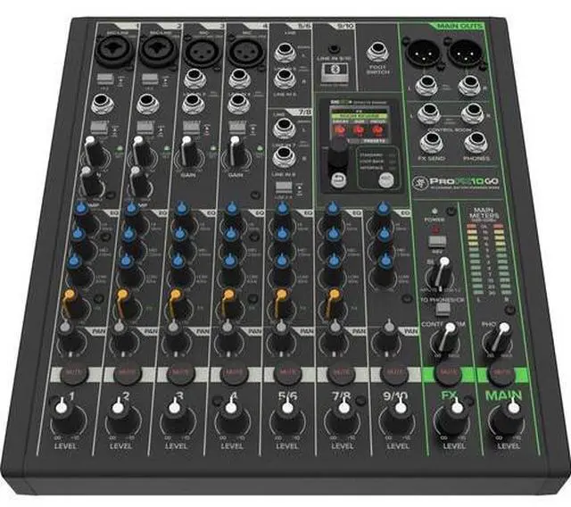 Alt view image 8 of 8 - Mackie ProFX10 GO Battery-Powered 10-Channel Analog Audio Mixer With Bluetooth, USB-C Recording Modes, GigFX+ Effects, Onyx Preamps, EQ, Compression, Up to 8 Hours Battery Life