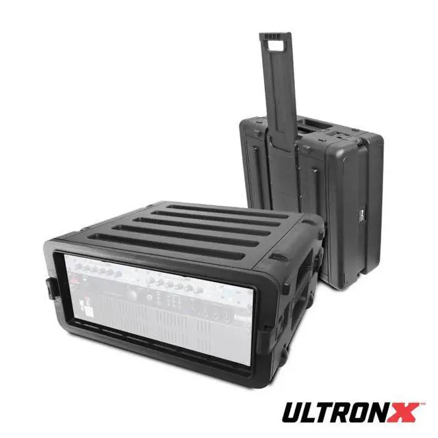 Alt view image 4 of 6 - UltronX 4U Rack Air Tight Water Sealed ABS Case with Retractable Pull Out Handle and Wheels