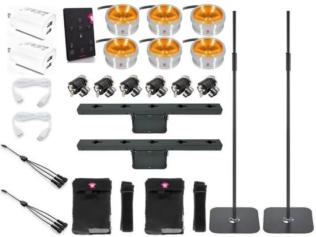 Alt view image 3 of 4 - Ape Labs CoinBar Kit Set of 2 | 6-Fixture Wireless Lighting Package with Dual Stands, Remote & Power Accessories