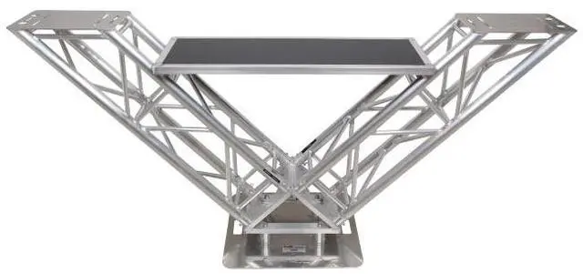 Main image of ProX XT-VERRAZANO24 | V-Shape Aluminum Truss DJ Table | Elevated Shelves with 24in Base Plate