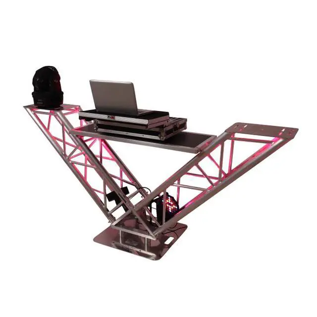 Alt view image 4 of 4 - ProX XT-VERRAZANO24 | V-Shape Aluminum Truss DJ Table | Elevated Shelves with 24in Base Plate