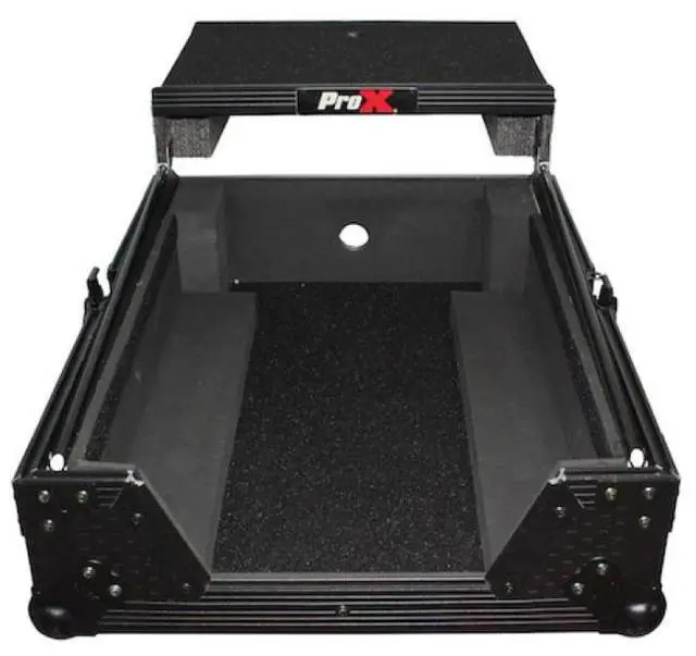 Alt view image 8 of 8 - ProX XS-DJMS9 Flight Case with Sliding Laptop Shelf for Pioneer DJM-S9 Mixer, Black on Black