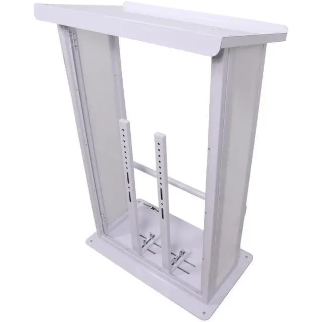 Alt view image 7 of 7 - ProX X-MAESTROMEDIAWH | Lectern for TVs up to 32in | White Finish with Dual Gooseneck Mic Stands