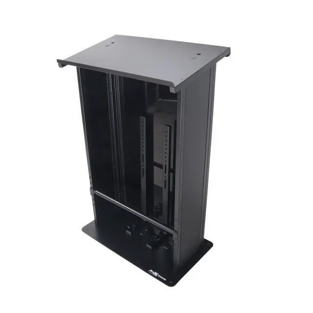 Alt view image 3 of 3 - ProX X-MAESTROMEDIABL | Lectern Podium for TVs up to 32in | 2 Gooseneck Mic Stands, Black Finish