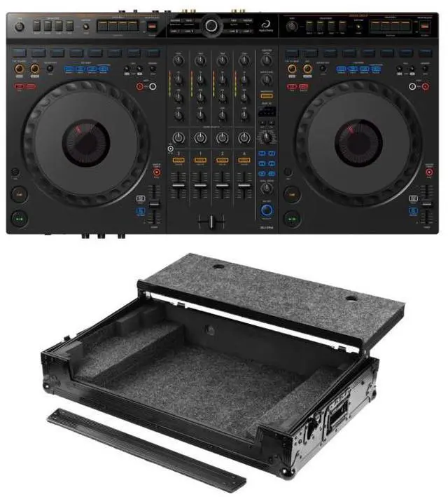 Main image of Piopneer DJ DDJ-GRV6 with Odyssey Case | 4-Channel rekordbox and Serato DJ Controller | Wheeled Case with Laptop Platform