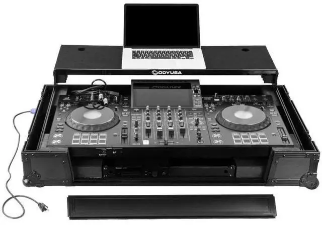 Alt view image 2 of 7 - Odyssey FPR-GSXDJAZW1UBL | Pre-Wired Case for XDJ-AZ | 1U Rack, Wheels and Glide Laptop Platform