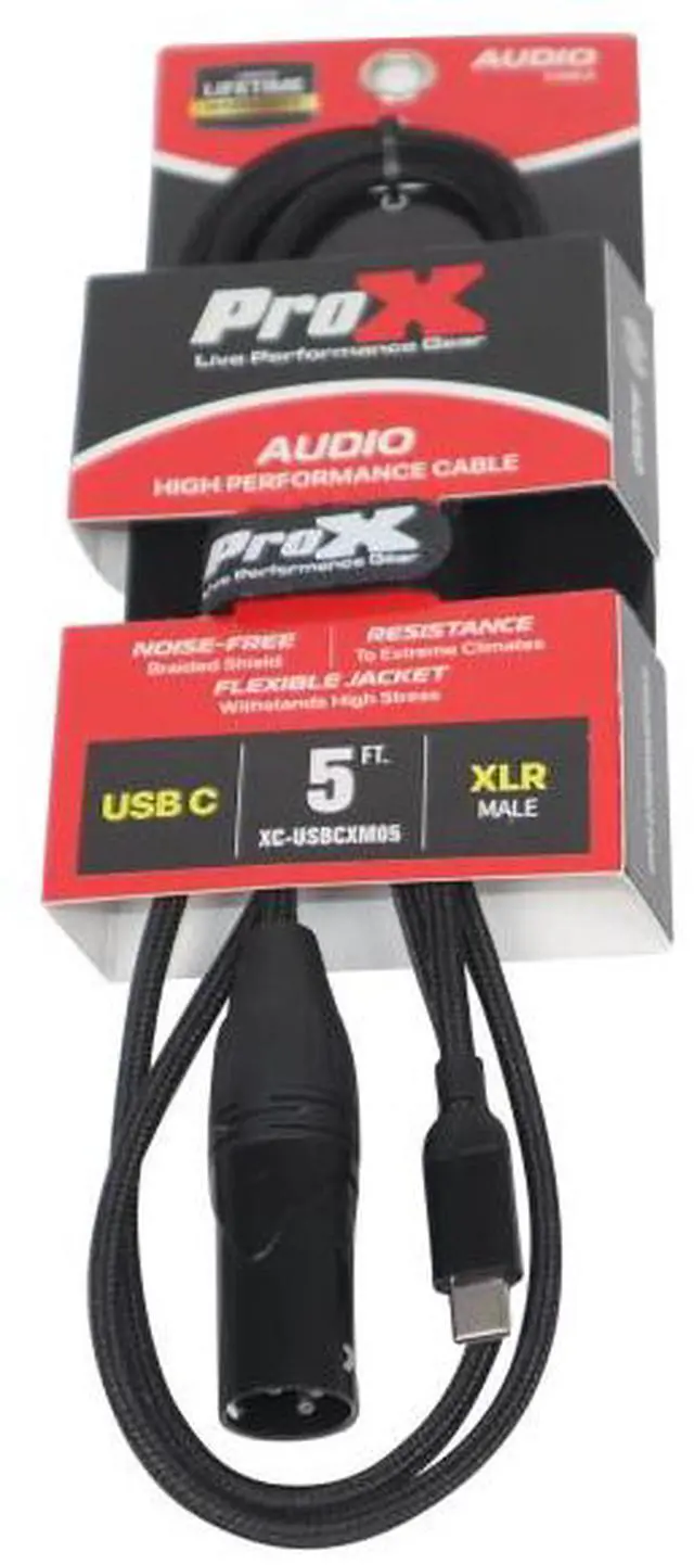 Main image of ProX XC-USBCXM05 | 5ft USB-C to XLR Male Cable | 16-Bit DAC for Laptop & Smartphone to Mixer