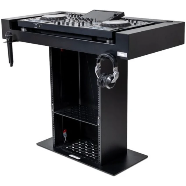 Alt view image 3 of 7 - Headliner HL30000 | Malibu Black Podium-Style DJ Booth | 18U Rack with Transport Bags