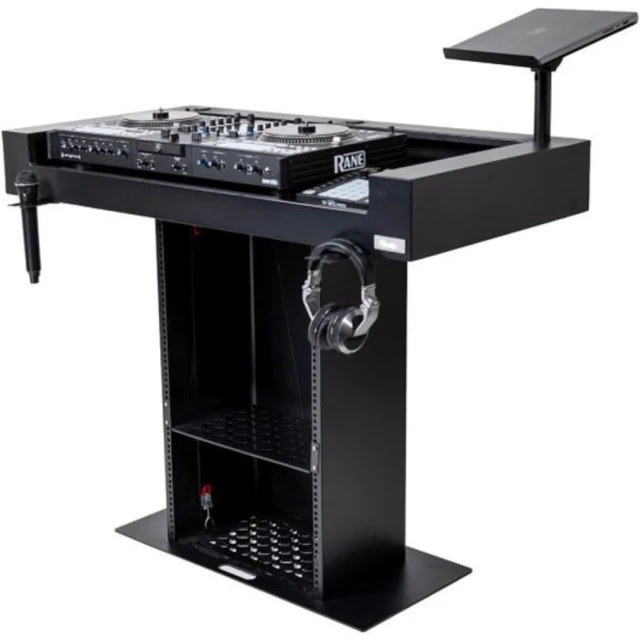 Alt view image 4 of 7 - Headliner HL30000 | Malibu Black Podium-Style DJ Booth | 18U Rack with Transport Bags