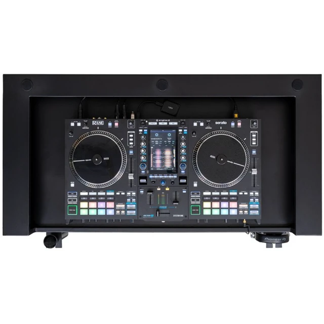 Alt view image 7 of 7 - Headliner HL30000 | Malibu Black Podium-Style DJ Booth | 18U Rack with Transport Bags