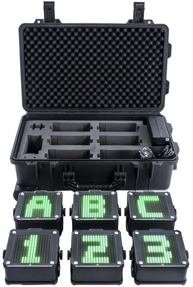 Main image of Ape Labs Vega TourBox | 6 Battery-Powered 25-Pixel LED Floodlights | SoftBag, Charger & Remote (ID: 100590)