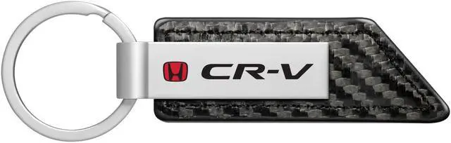 Main image of Honda Red Logo CR-V Carbon Fiber Texture Black PU Leather Strap Key Chain