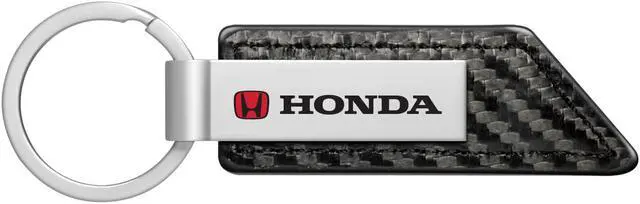 Main image of Honda Logo in Red Carbon Fiber Texture Black PU Leather Strap Key Chain